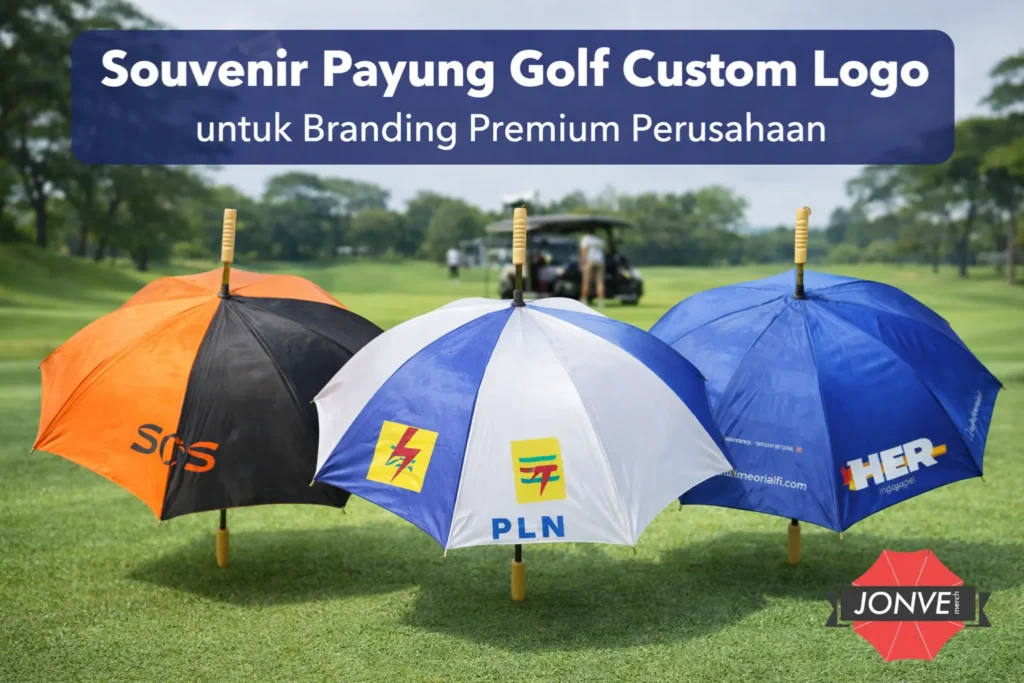 Souvenir Payung Golf Custom Logo untuk Branding Premium Perusahaan